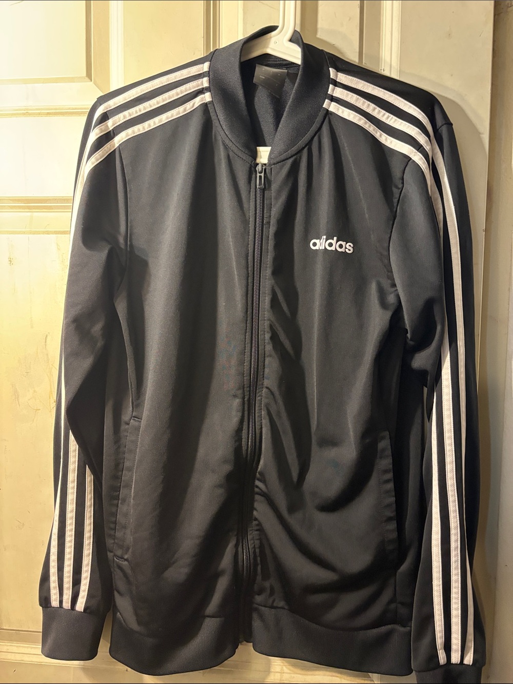 adidas Black Jacket with White Three-Stripes
